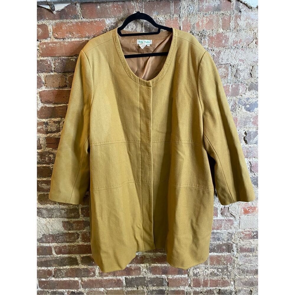 Ulla Popken Vintage Camel Brown Wool Blend Relax Fit Coat Women’s SZ 24/26